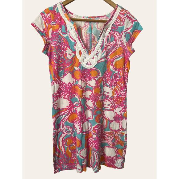 Lilly Pulitzer Pink Brewster Floral Print Short Sleeve Mini Dress Size XS - Picture 4 of 9